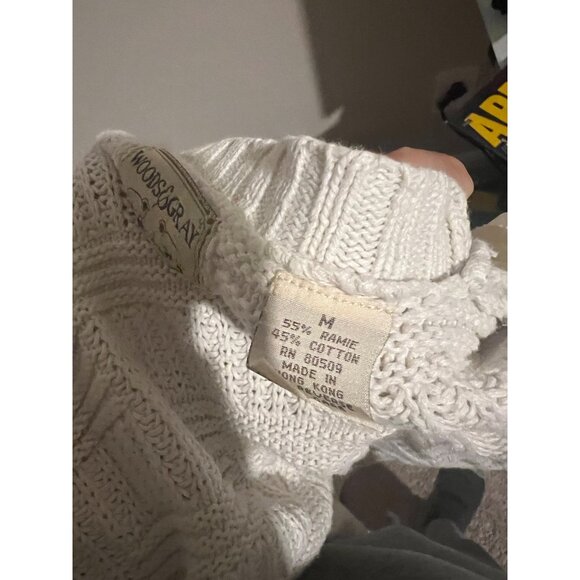 Womens Woods & Gray white-knit button-down casual  cardigan MEDIUM - Picture 6 of 7